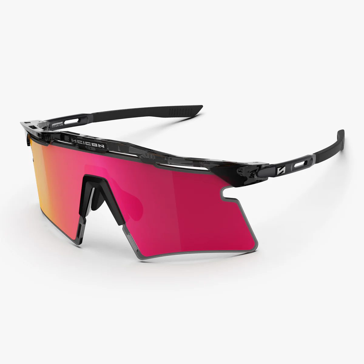 SCICON AEROSHADE 2.0 TITANIUM Black Crystal Gloss Multimirror Sunburts + Pink Glasses