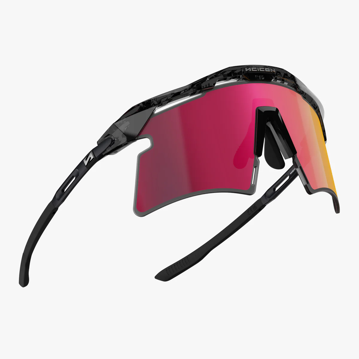 SCICON AEROSHADE 2.0 TITANIUM Black Crystal Gloss Multimirror Sunburts + Pink Glasses