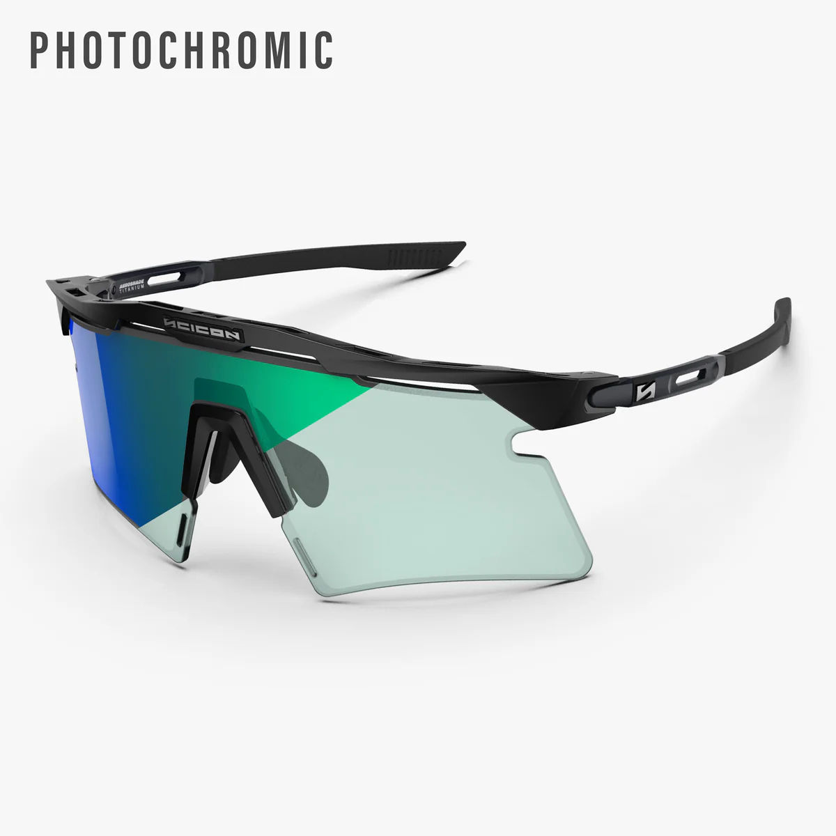 SCICON AEROSHADE 2.0 TITANIUM Glasses Black Matt Blue Green Photochromic Lens