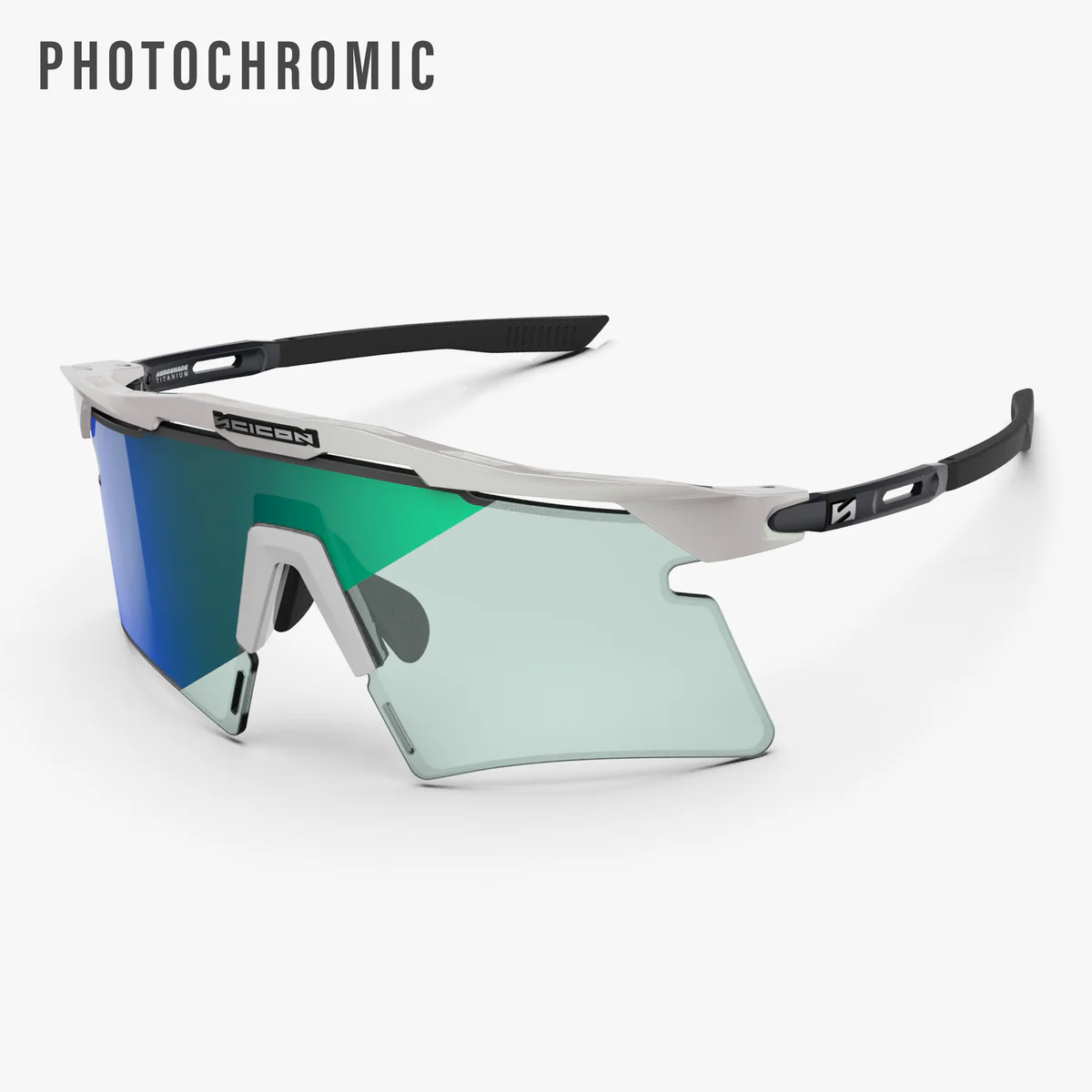SCICON AEROSHADE 2.0 TITANIUM White Metal Glasses Blue Green Photochromic Lens