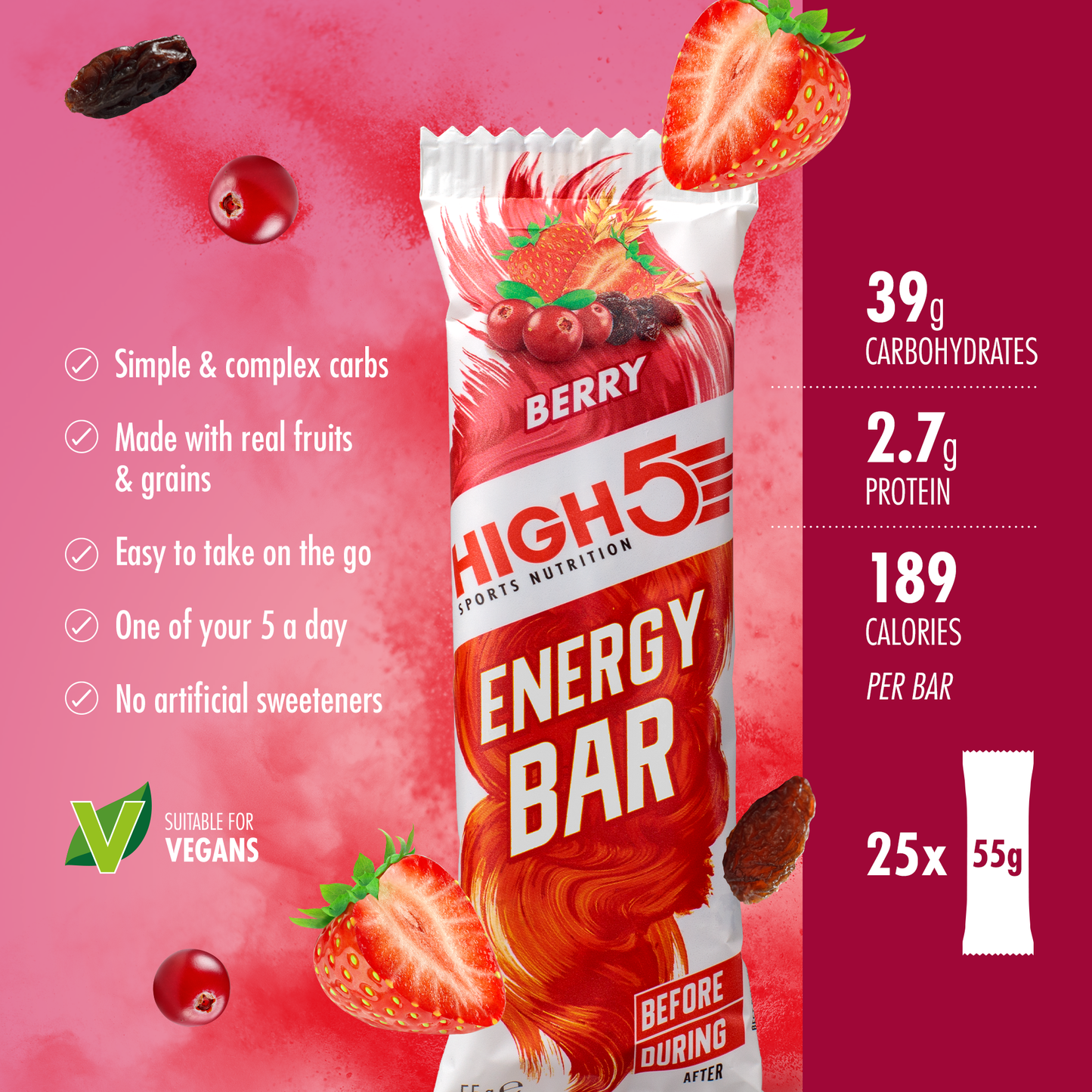 HIGH5 ENERGY BAR (55g) Red berries