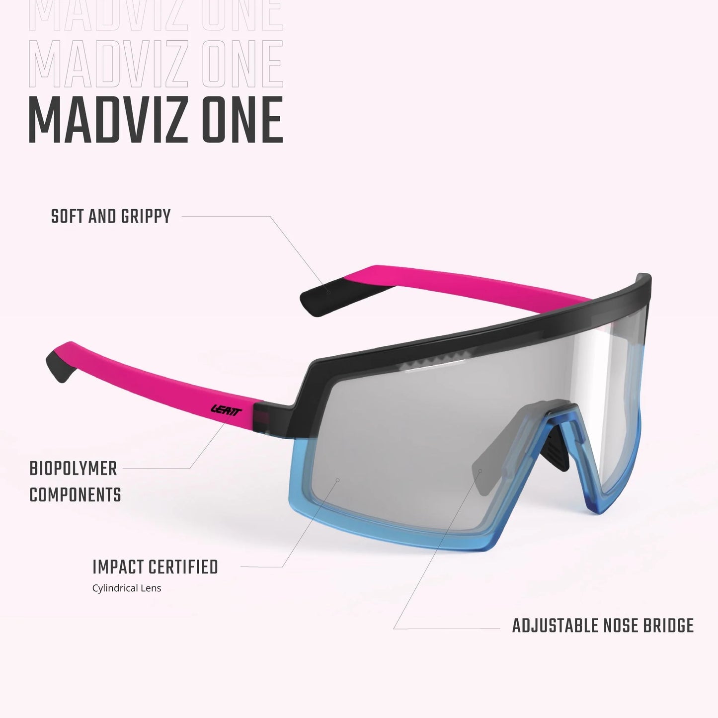 LEATT MADVIZ ONE Glasses Black/White IRIZ Red 15 VLT