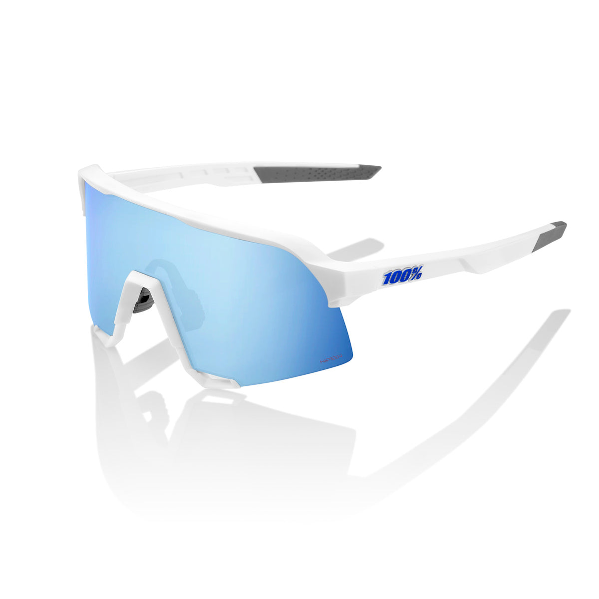 100% S3 Matte Hvid Hiper Multilayer Mirror Blå beskyttelsesbriller