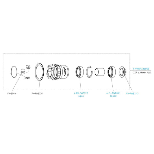 CAMPAGNOLO USB Type SRAM XDR 13V aluminiumsfrihjulshus
