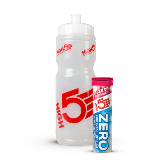 Flaske + 10 elektrolyt-hydrering High5 CYCLE PACK frugtrøde tabletter