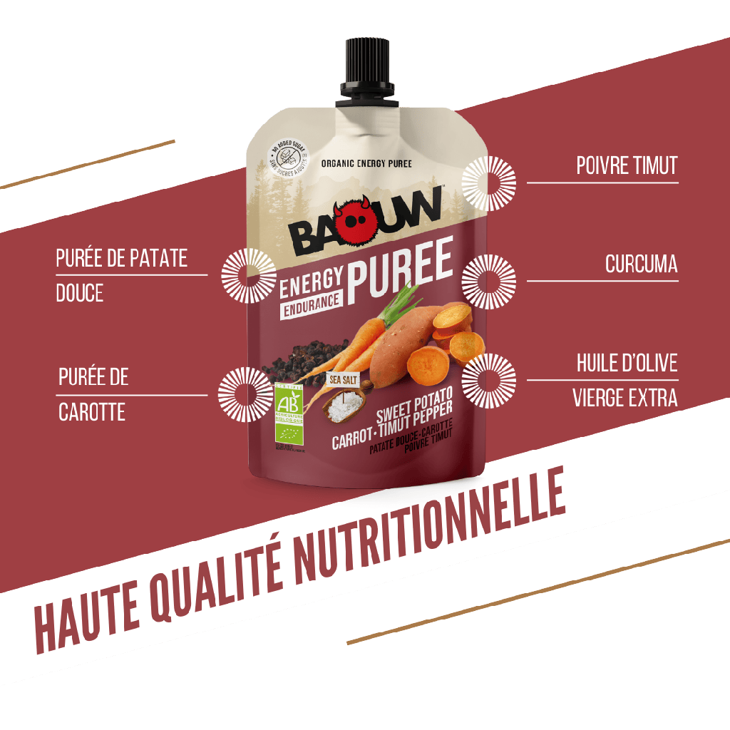 BAOUW Organic Energy Puree Savoury Recipe Sød kartoffel/gulerod/peber (90 g)