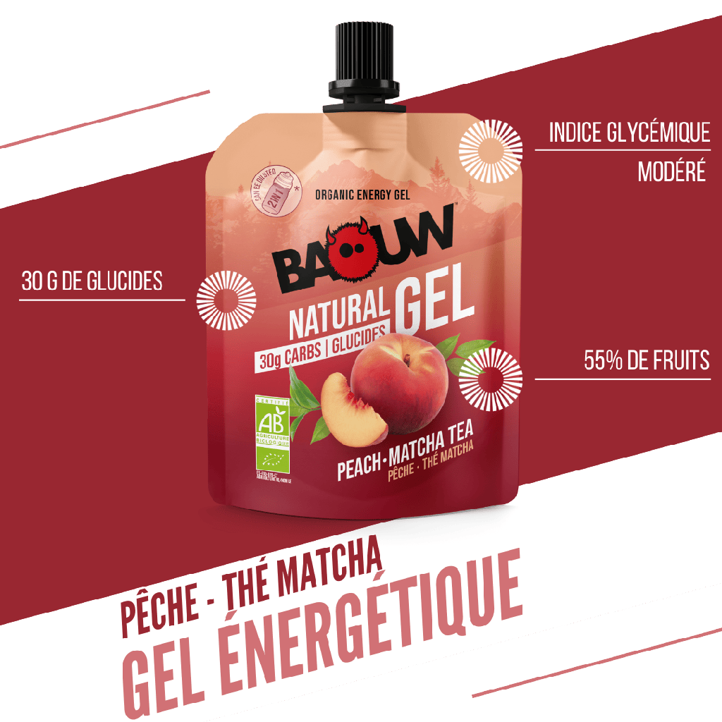 BAOUW Økologisk fersken-matcha-te energigel (85 g)