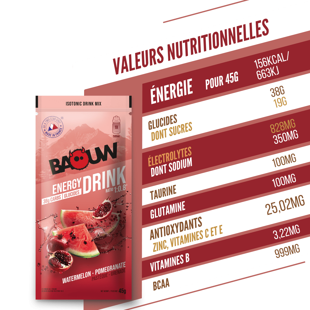 BAOUW ISOTONIC energidrik (45 g) vandmelon/granatæble