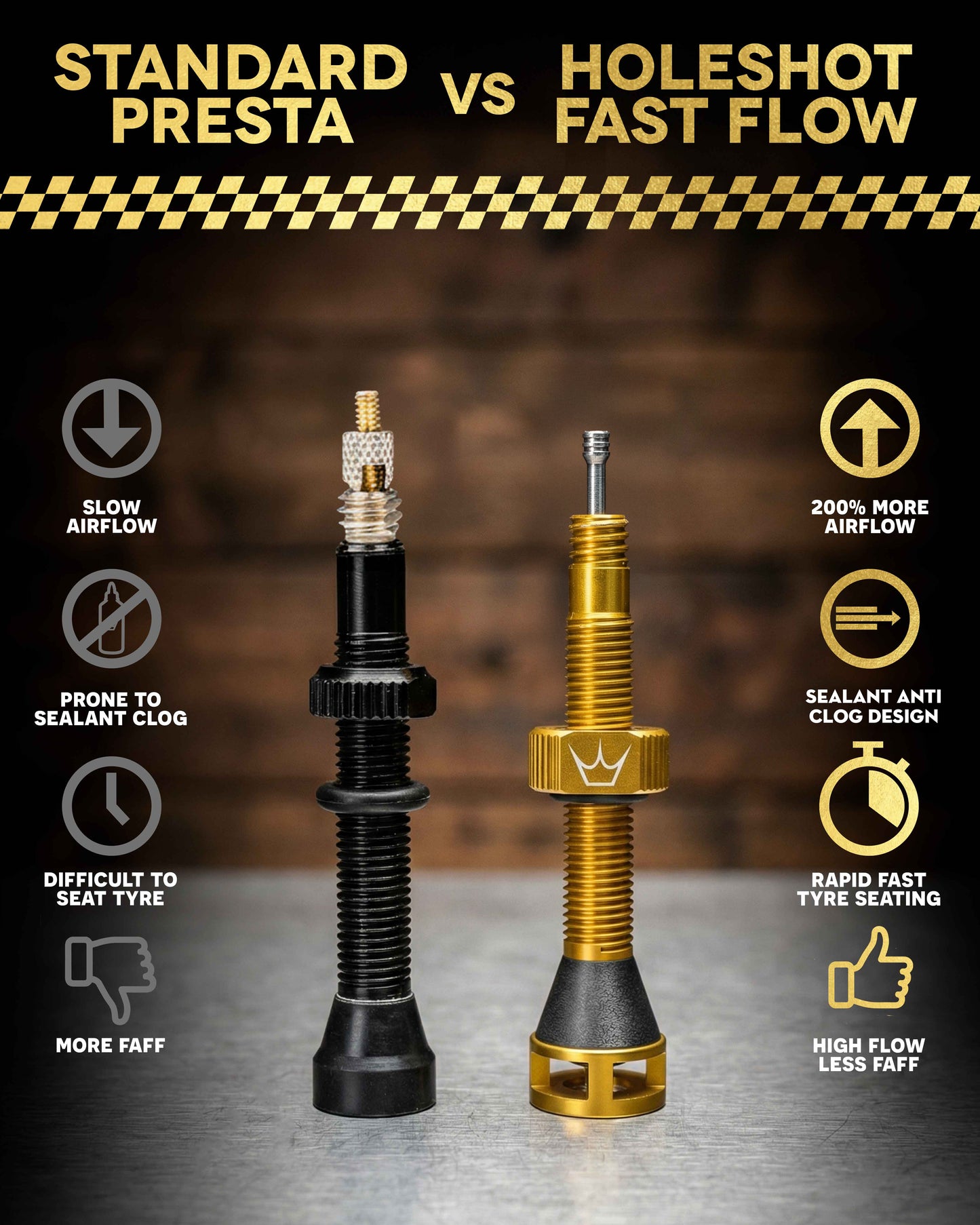 PEATY'S HOLESHOT FAST FLOW 60 mm slangeløse ventiler (x2) Blå