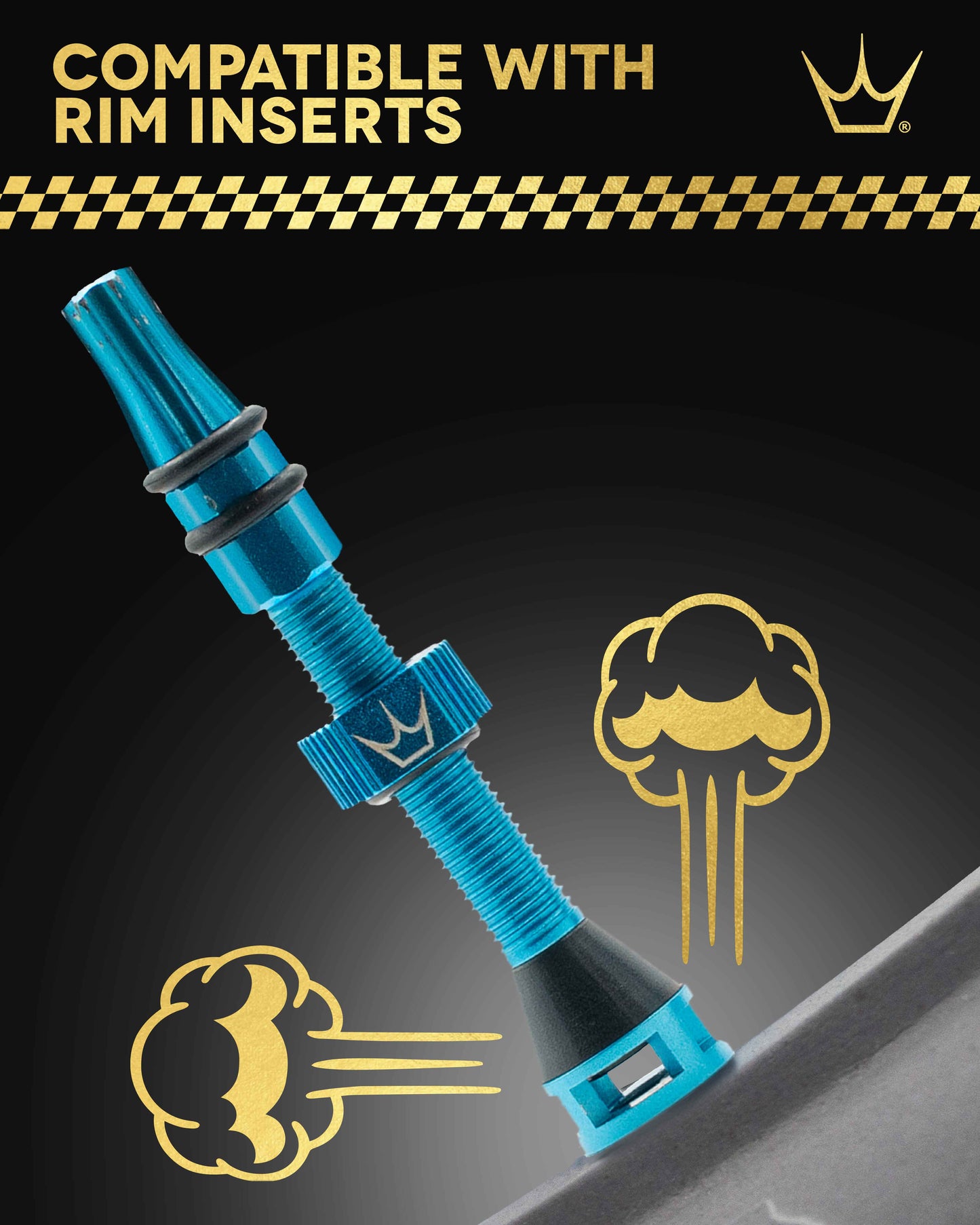 PEATY'S HOLESHOT FAST FLOW 60 mm slangeløse ventiler (x2) Blå