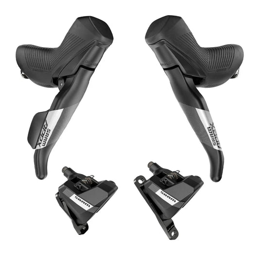 Et par SRAM APEX D1 HRD 1x12 Flat Mount Discless-håndtag og -kalibre