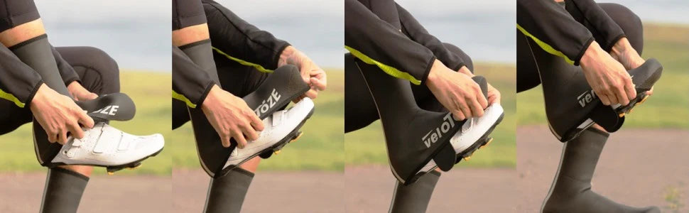 VELOTOZE Neopren-skoovertræk, høj model, sort/hvid