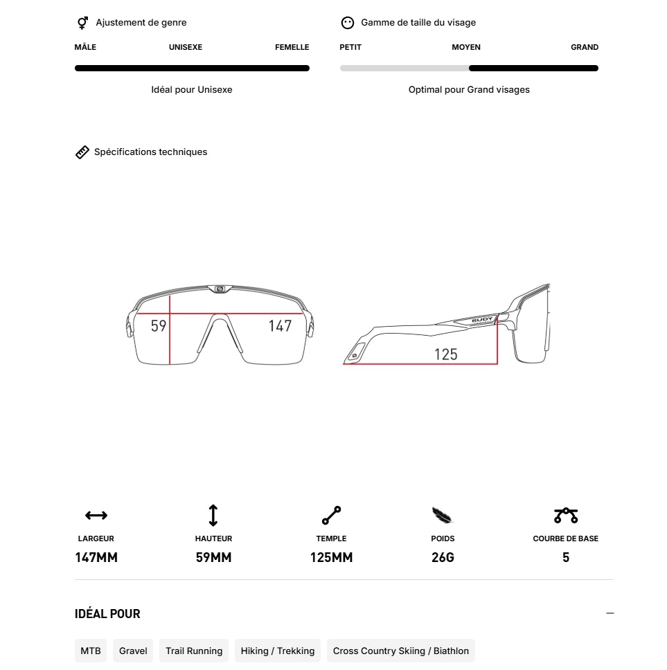 RUDY PROJECT SPINSHIELD AIR Briller Sort IMPACTX™-glas Fotokromisk Matt Laser