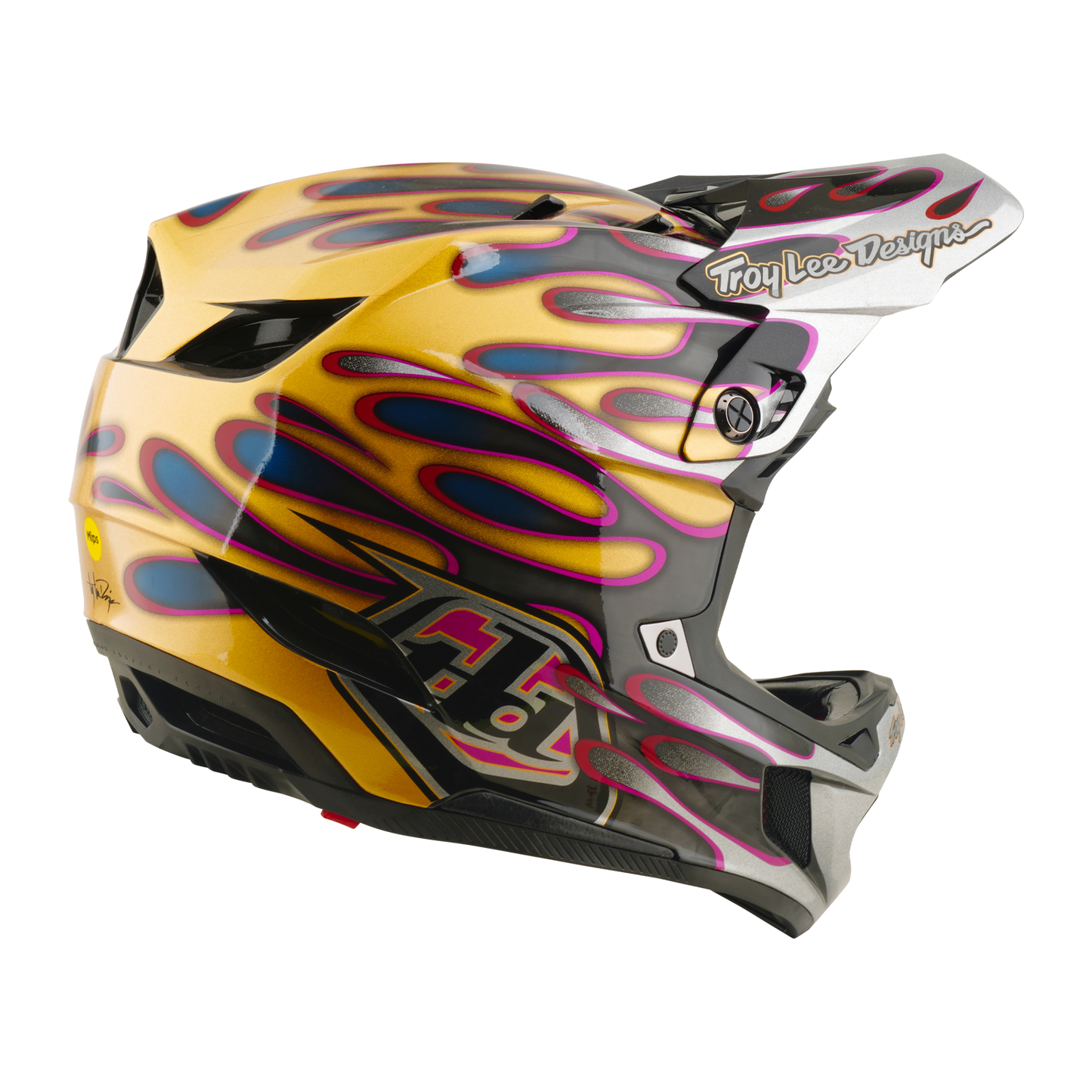 TROY LEE DESIGNS D4 CARBON MIPS Overspray Gold/Black MTB-hjelm