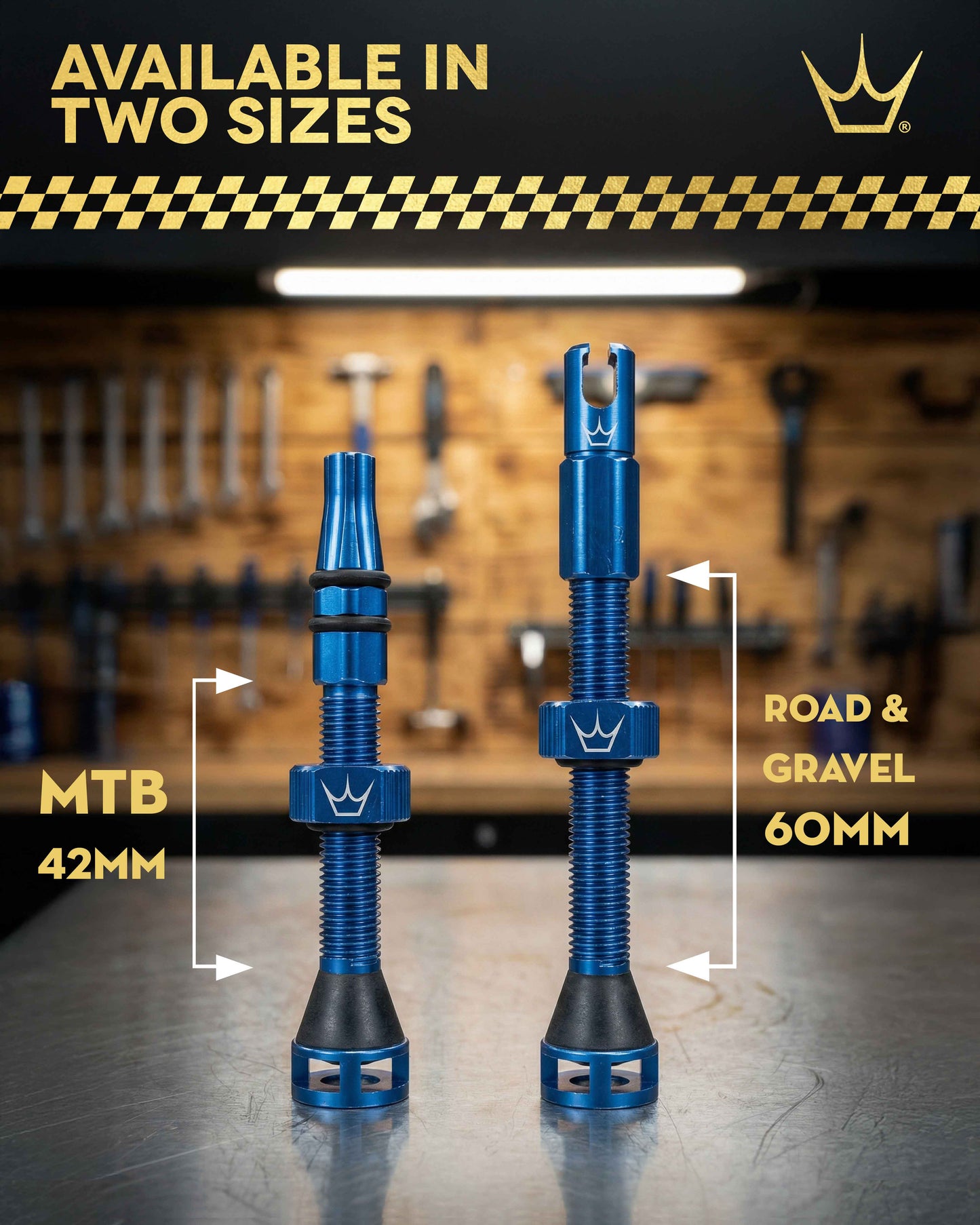 PEATY'S HOLESHOT FAST FLOW 60 mm slangeløse ventiler (x2) Blå