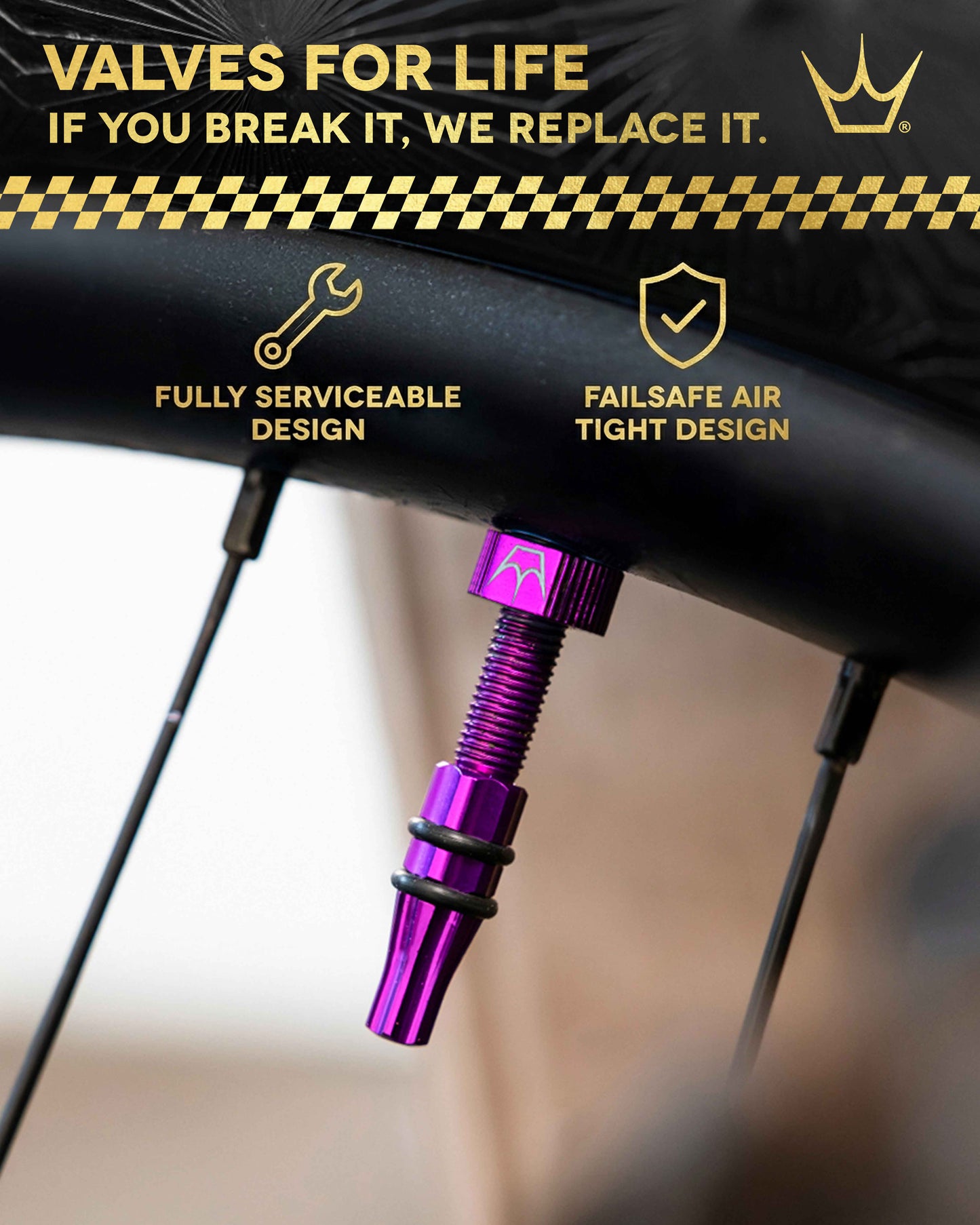 PEATY'S HOLESHOT FAST FLOW 60 mm slangeløse ventiler (x2) Blå