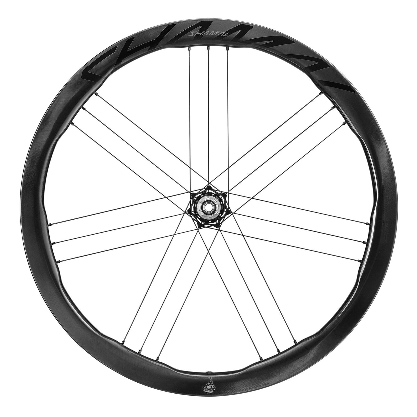 Et sæt CAMPAGNOLO SHAMAL DUAL PROFILE CARBON C23-hjul, Tubeless Ready (Center Lock)