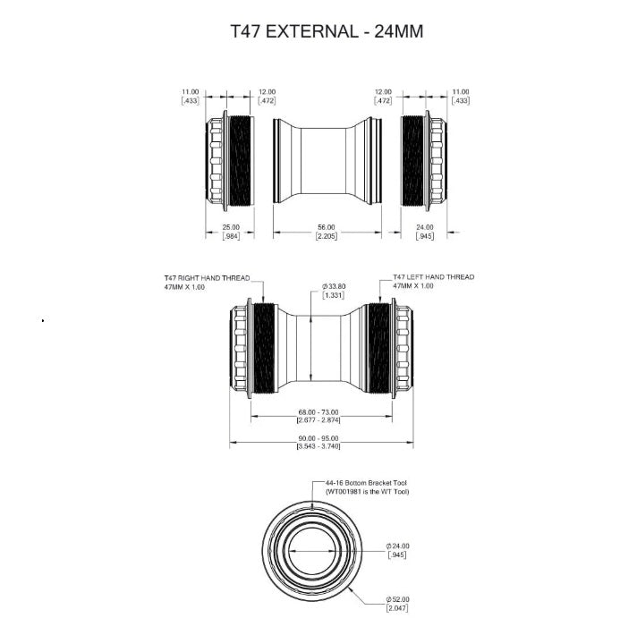 WOLFTOOTH T47 eksternt 24 mm ultraviolet lilla kranksæt