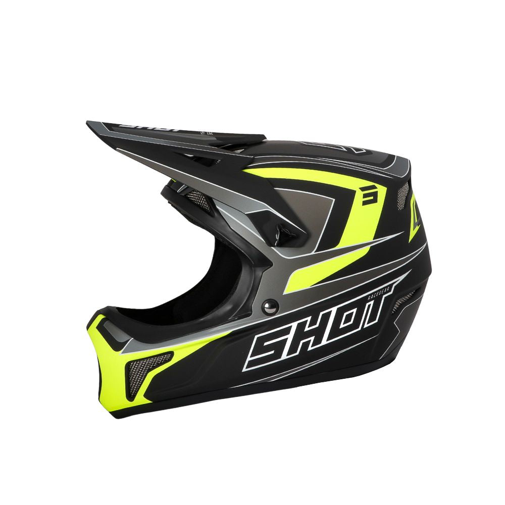 BMX-hjelm SHOT ROGUE Level sort neongul mat
