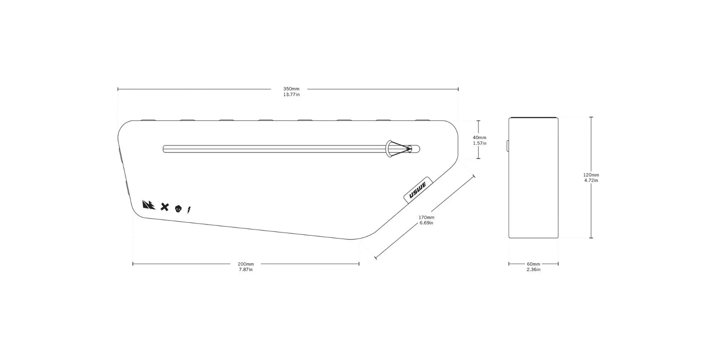USWE FRAME TUBE SMALL 2,6 L rammetaske, sort