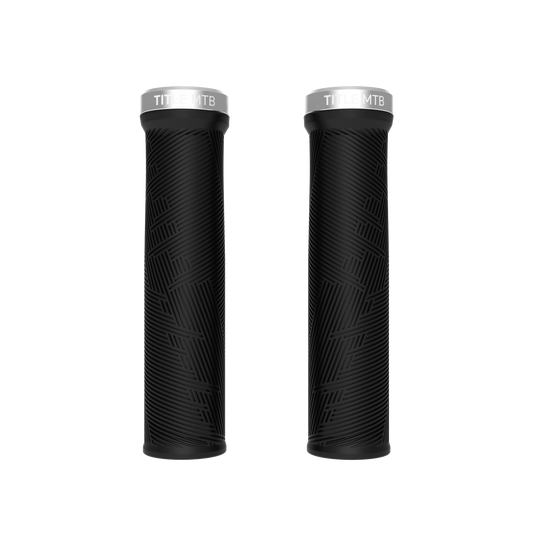 Grips Title MTB FORM Lock-On XL Sort med forkromet klemme - par set forfra