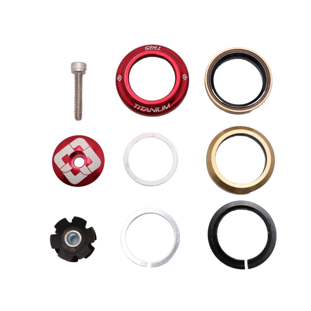 Integreret styreleje PRIDE Ti45 Titanium iIS42 1"1/8 Rød