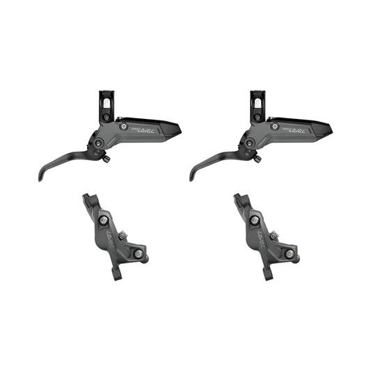 Et par SRAM LEVEL BRONZE STEALTH 4-stemplede grå bremser