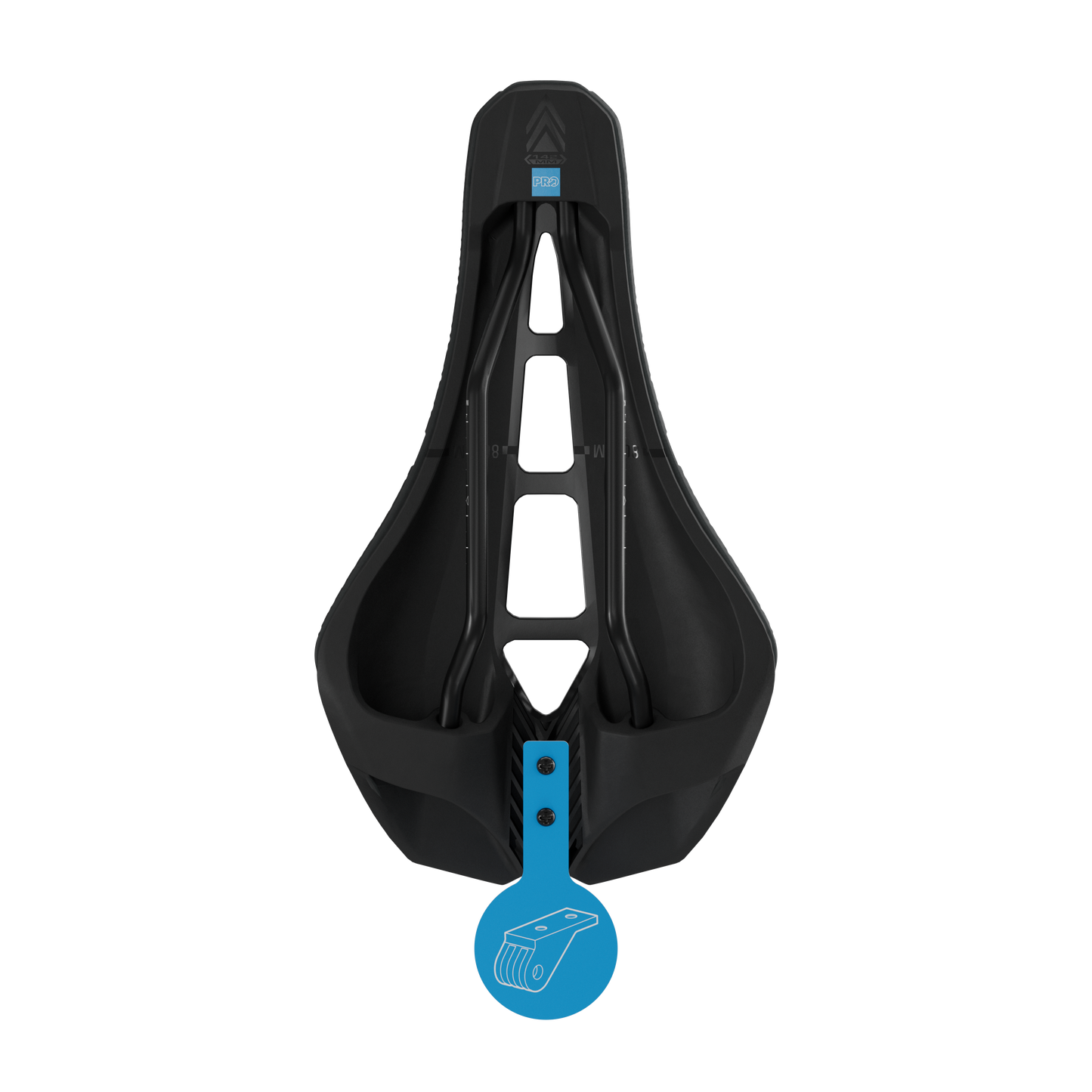 PRO 3D TEAM 142 mm sadel med skinner i rustfrit stål, sort